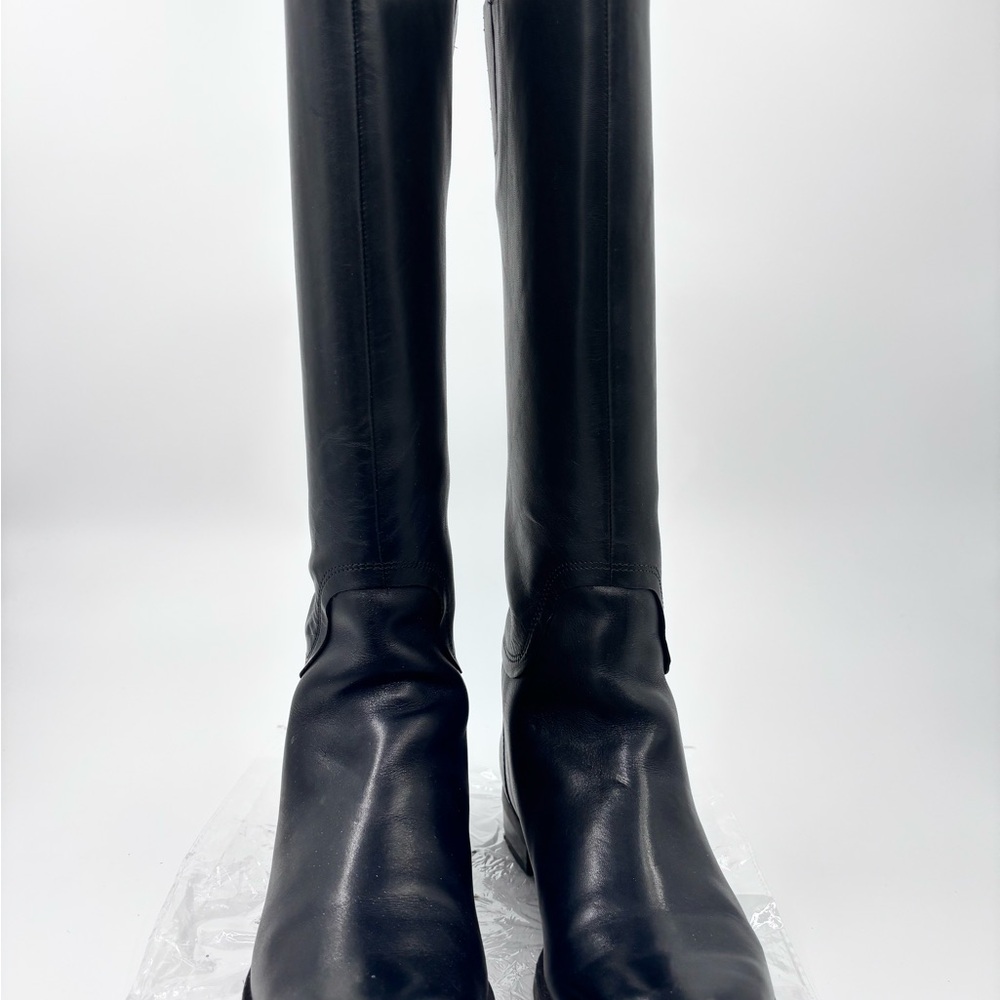 Nine West Black Leather Heeled Boots| knee High Boots